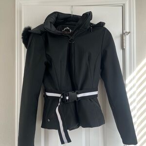 Women's Black Belted Ski Jacket